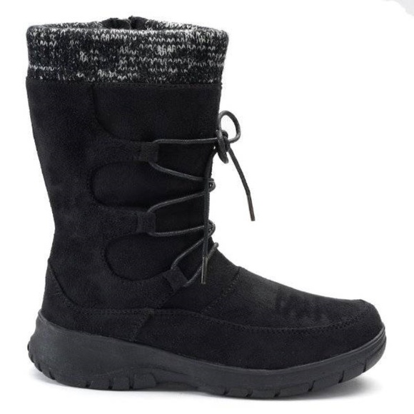 Womens Winter Boots Black Itasca Water Resistant 7 Suede Zip Up Round Toe Deidre - Picture 1 of 5